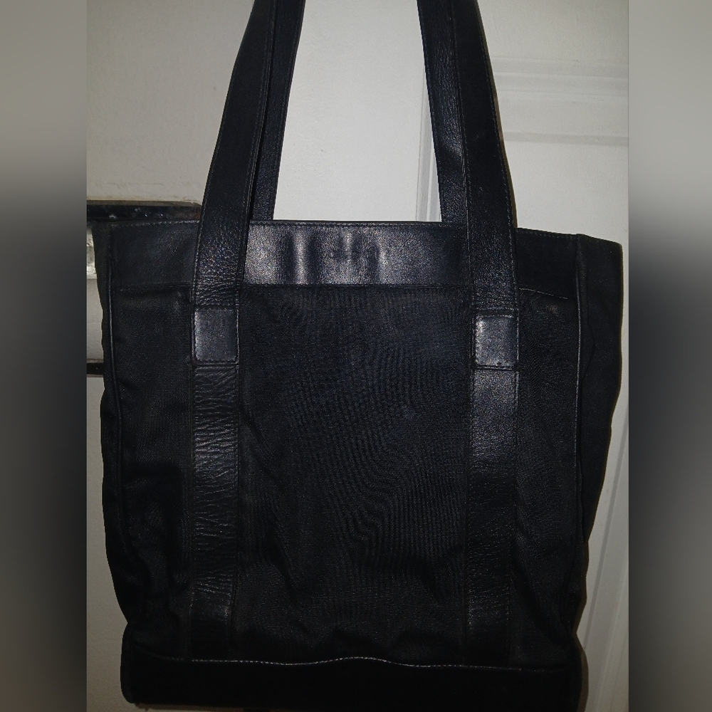 GUCCI Tote Bag Leather & Canvas Black